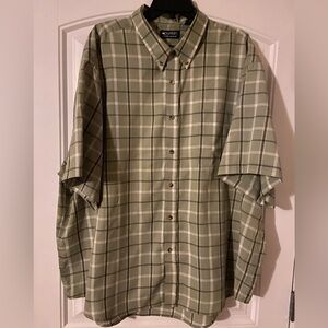 Men’s Puritan Green Plaid Button Down Short Sleeve Shirt 3X